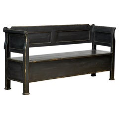 Antique pine drop-top bench, 1900s
