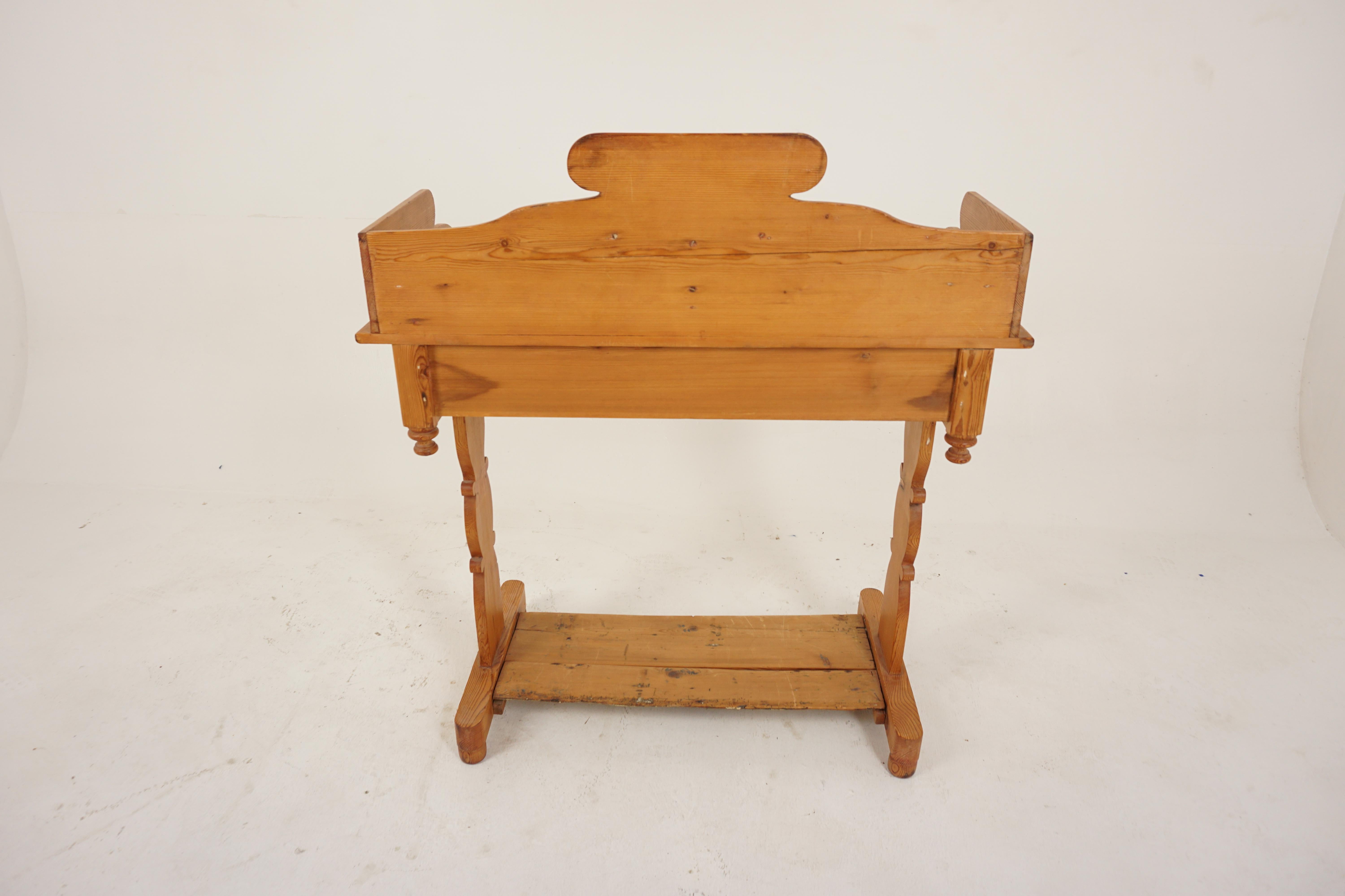 Antique Pine Dry Sink, Washstand, Hall Table, Writing Table, Scotland 1880, H682 1
