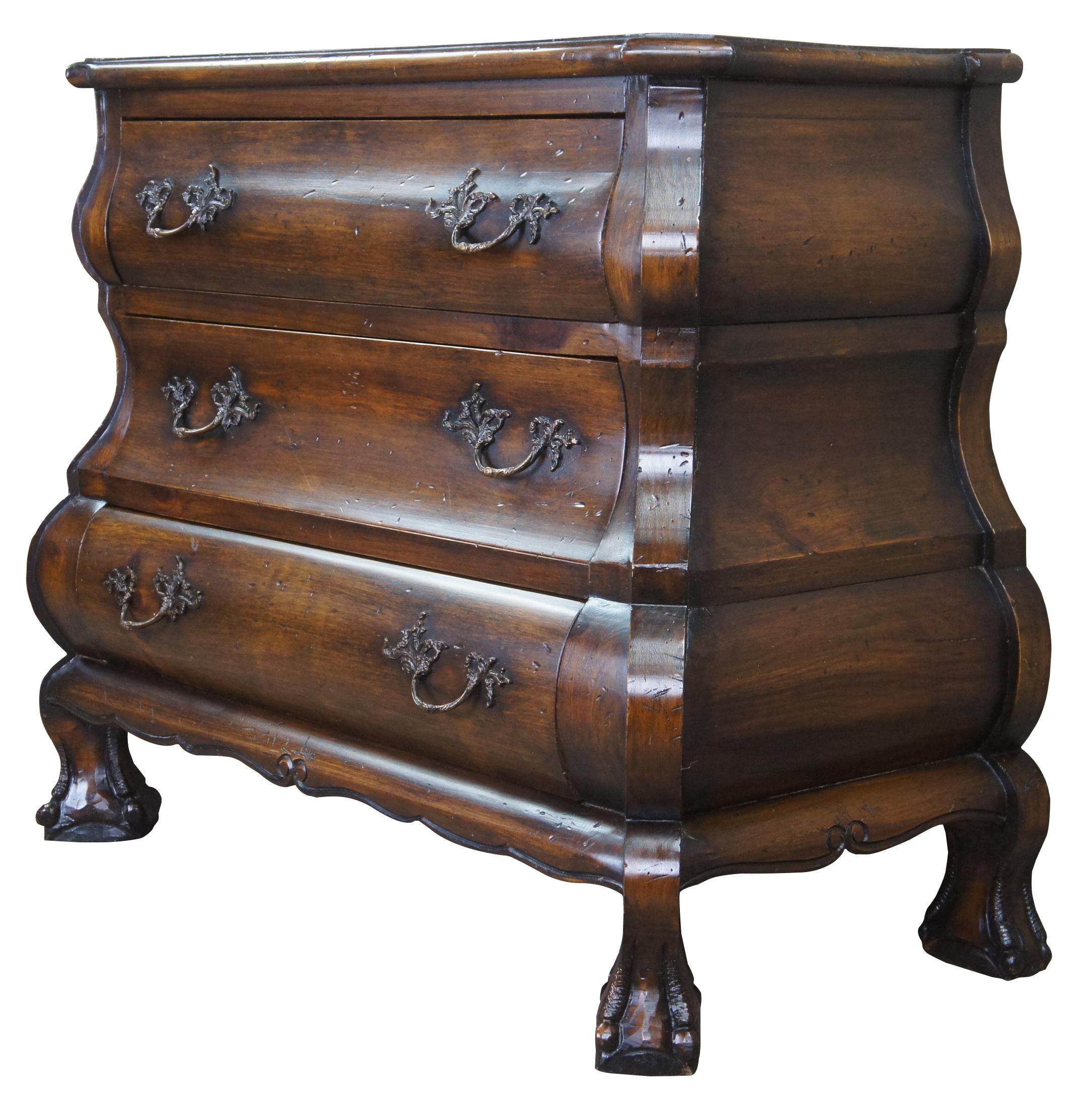 Chippendale Antique Pine Dutch Bombe Commode Chest of Drawers Claw Foot Made in Sweden