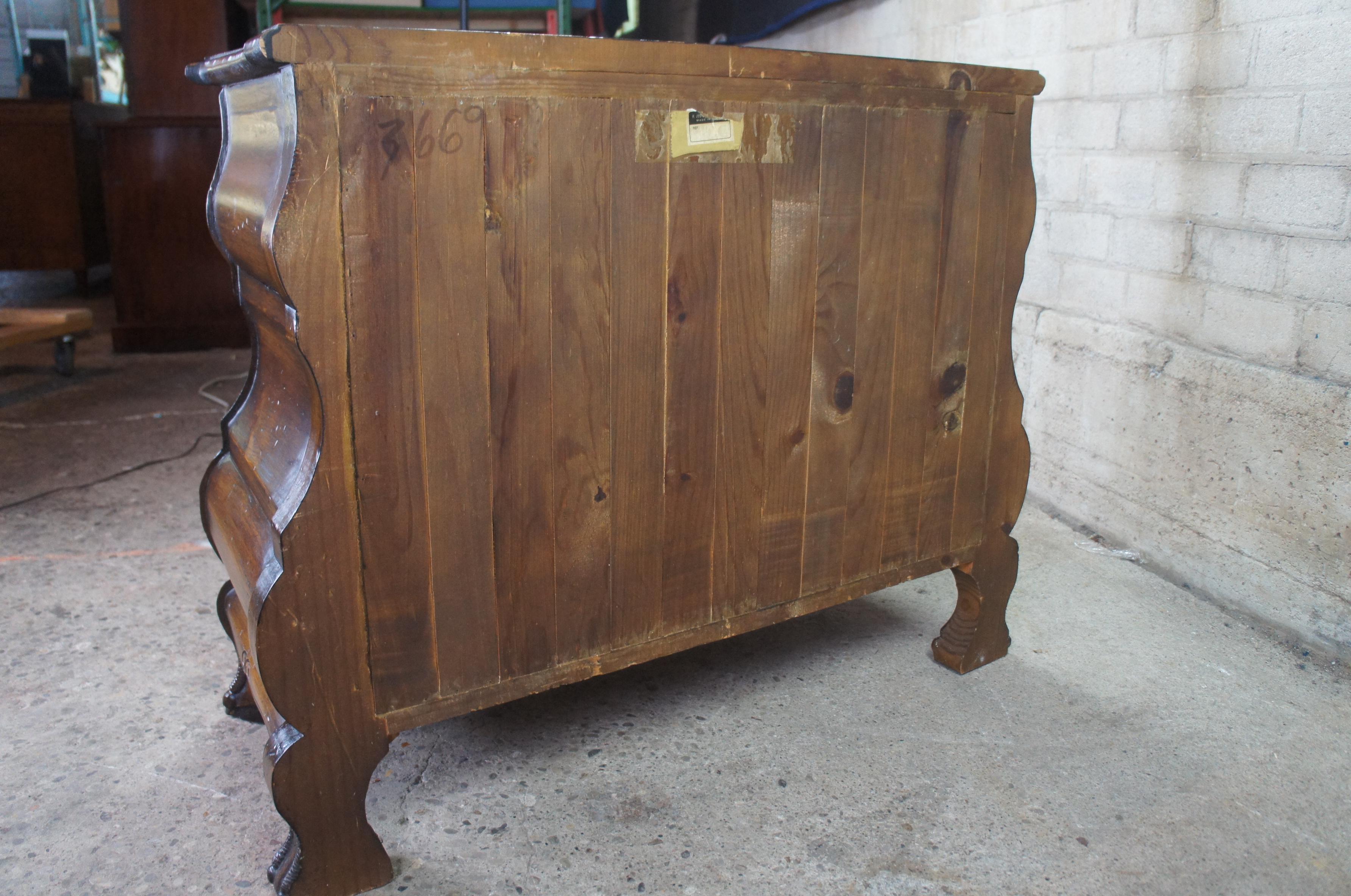 Antique Pine Dutch Bombe Commode Chest of Drawers Claw Foot Made in Sweden 4