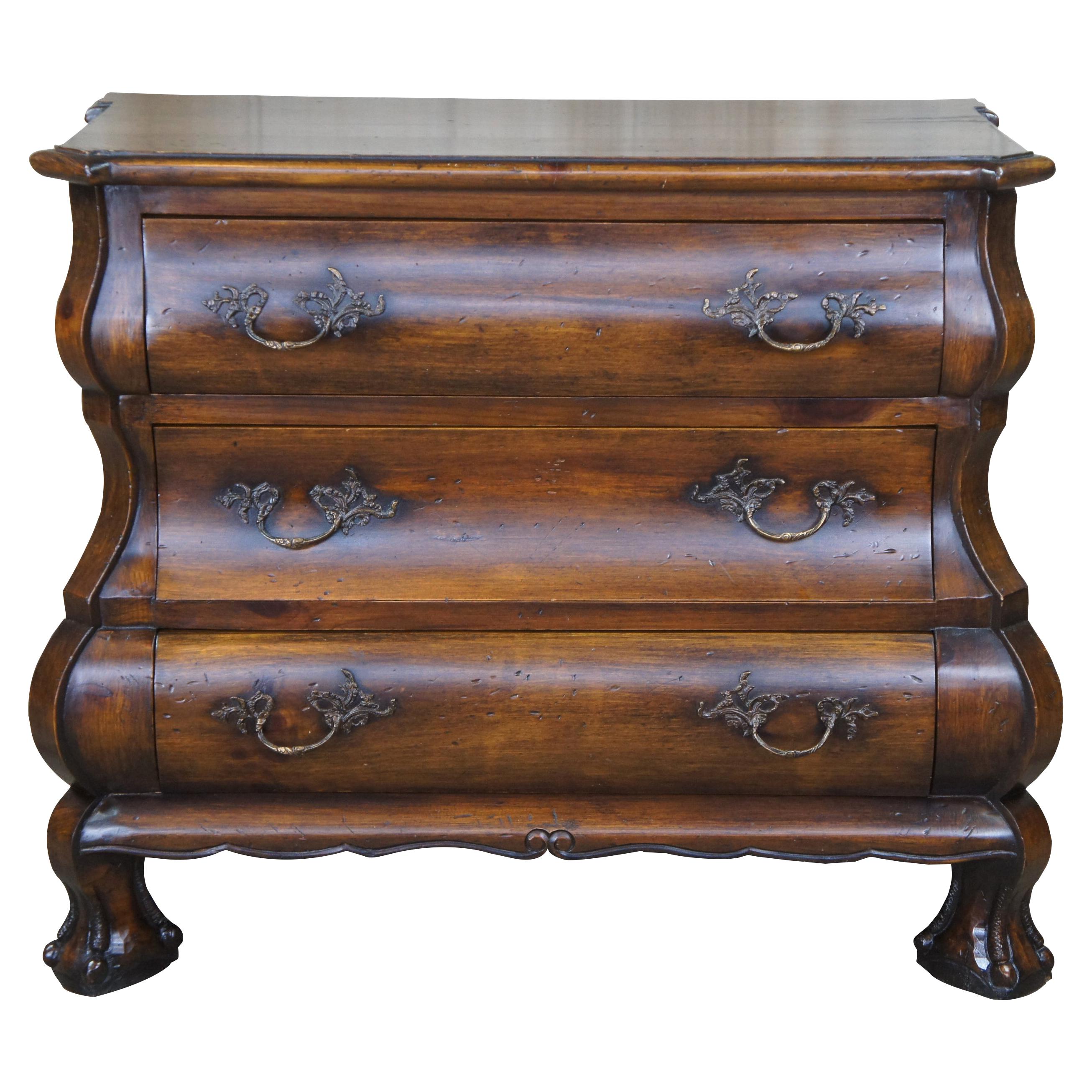 Antique Pine Dutch Bombe Commode Chest of Drawers Claw Foot Made in Sweden