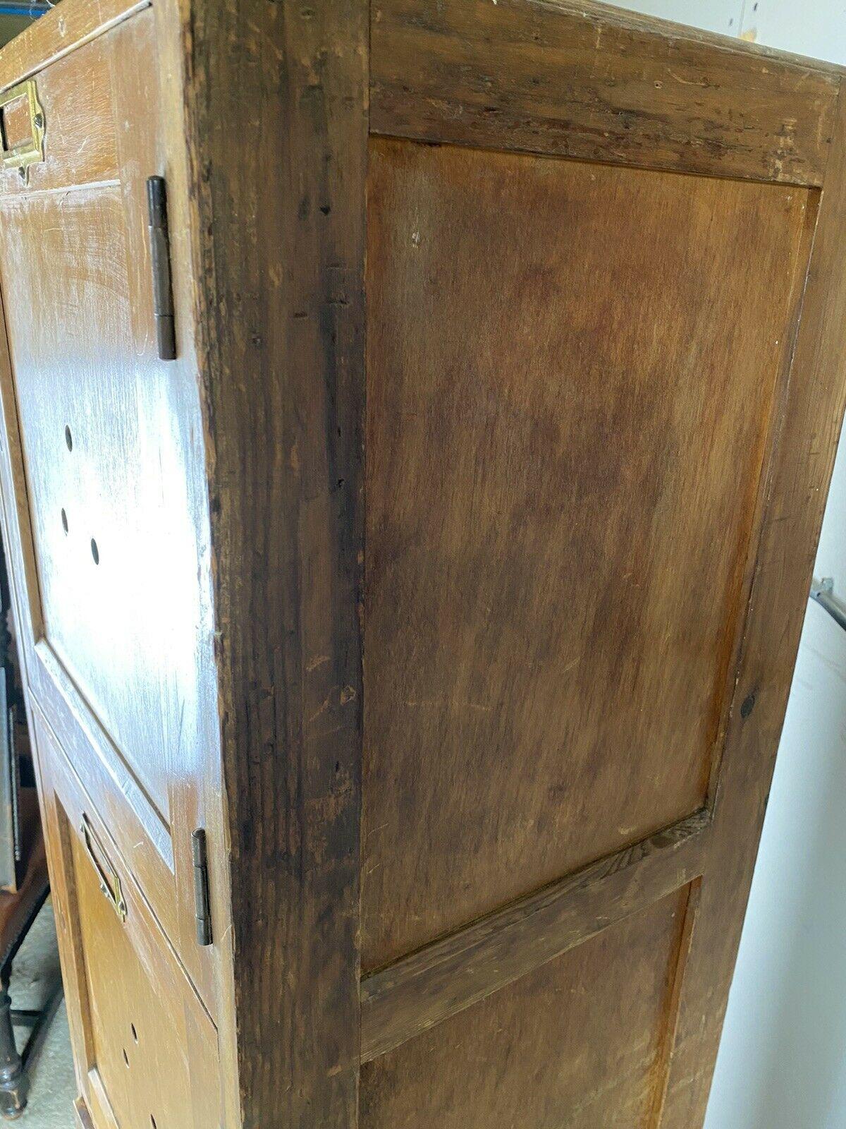 Antique Pine English School Cupboard Locker, c 1940 In Excellent Condition For Sale In Leicestershire, GB