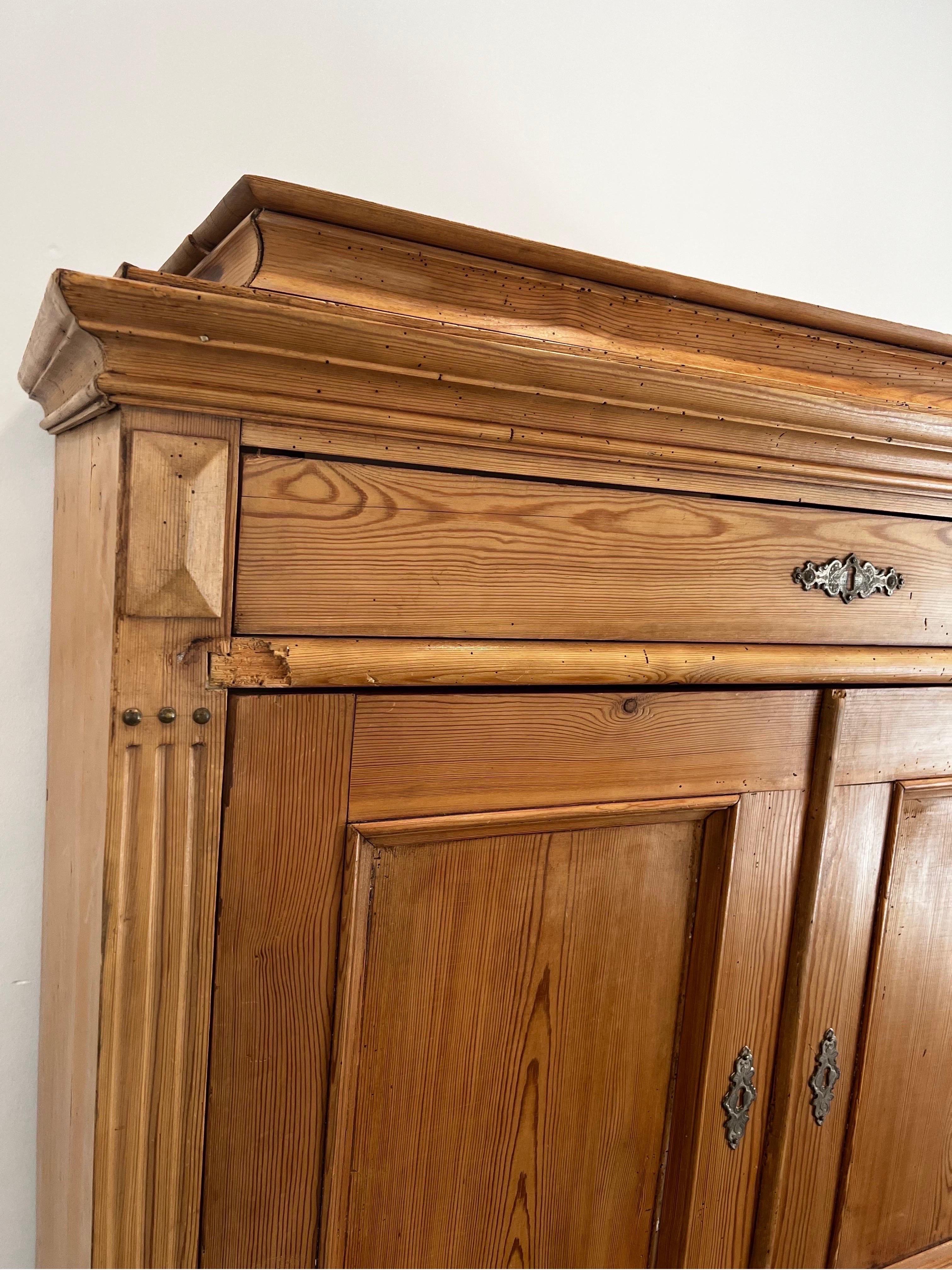 19th Century Antique Pine False Front Cupboard/Secretary Cabinet  For Sale