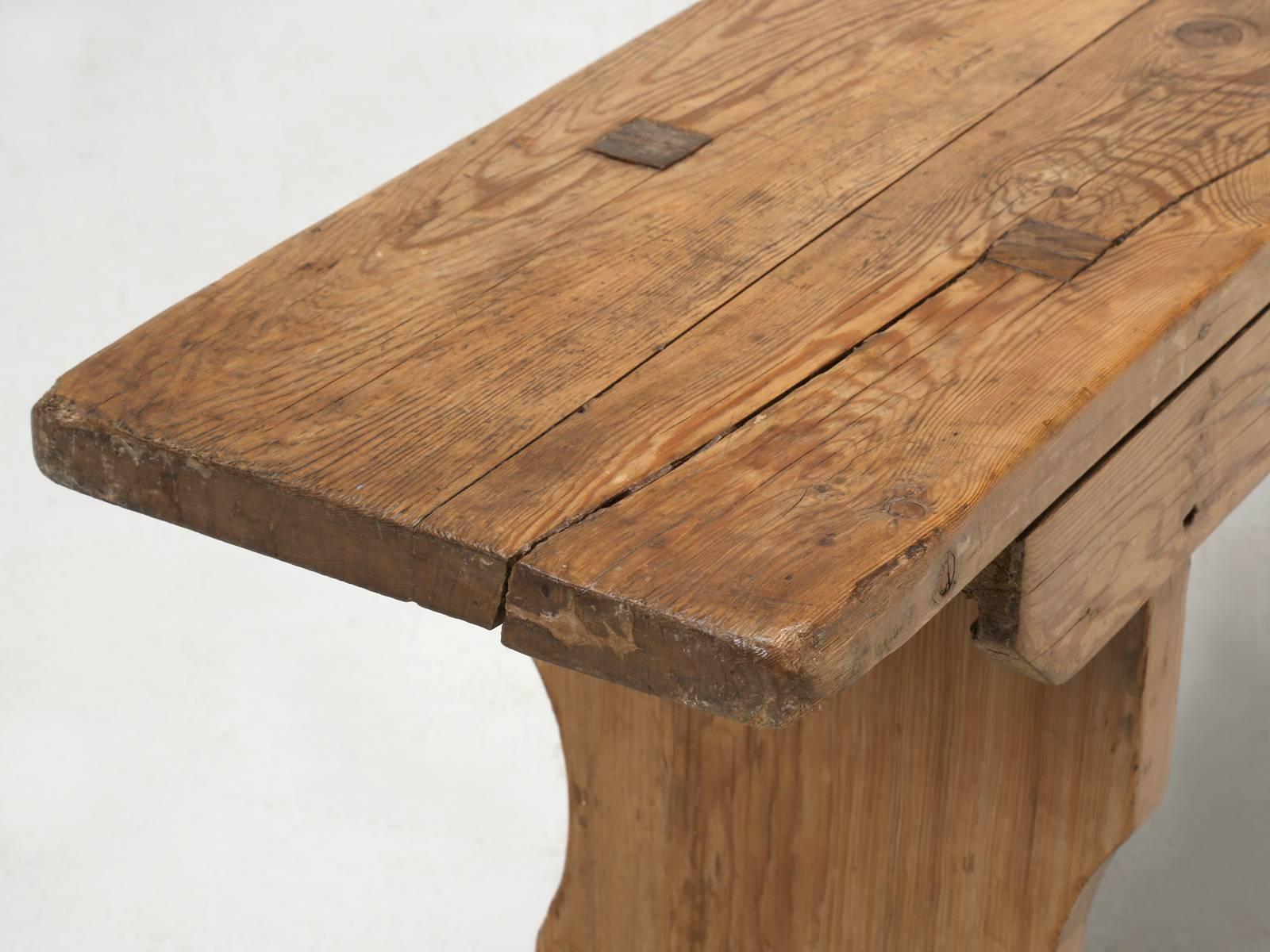 French Antique Pine Farm Table Bench