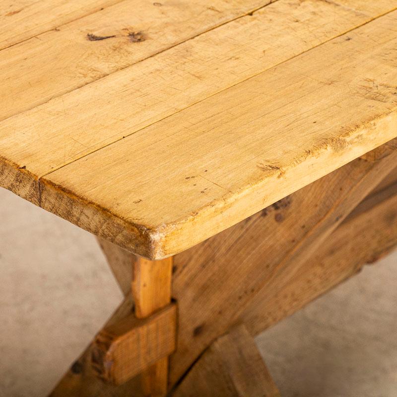 Wood Antique Pine Farm Table Dining Table with Trestle Base