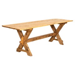Antique Pine Farm Table Dining Table with Trestle Base