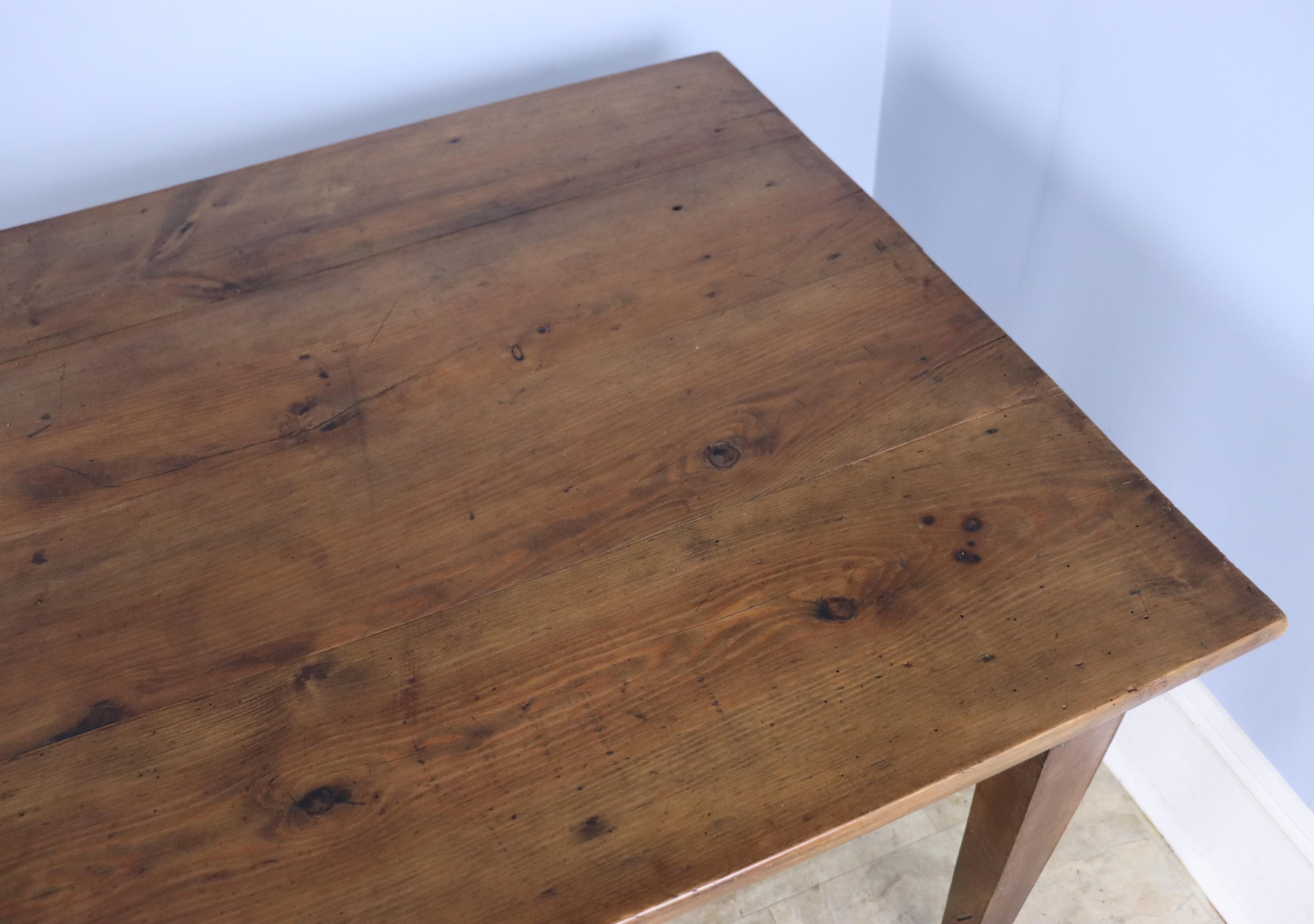 Antique Pine Farm Table, One Drawer For Sale 7