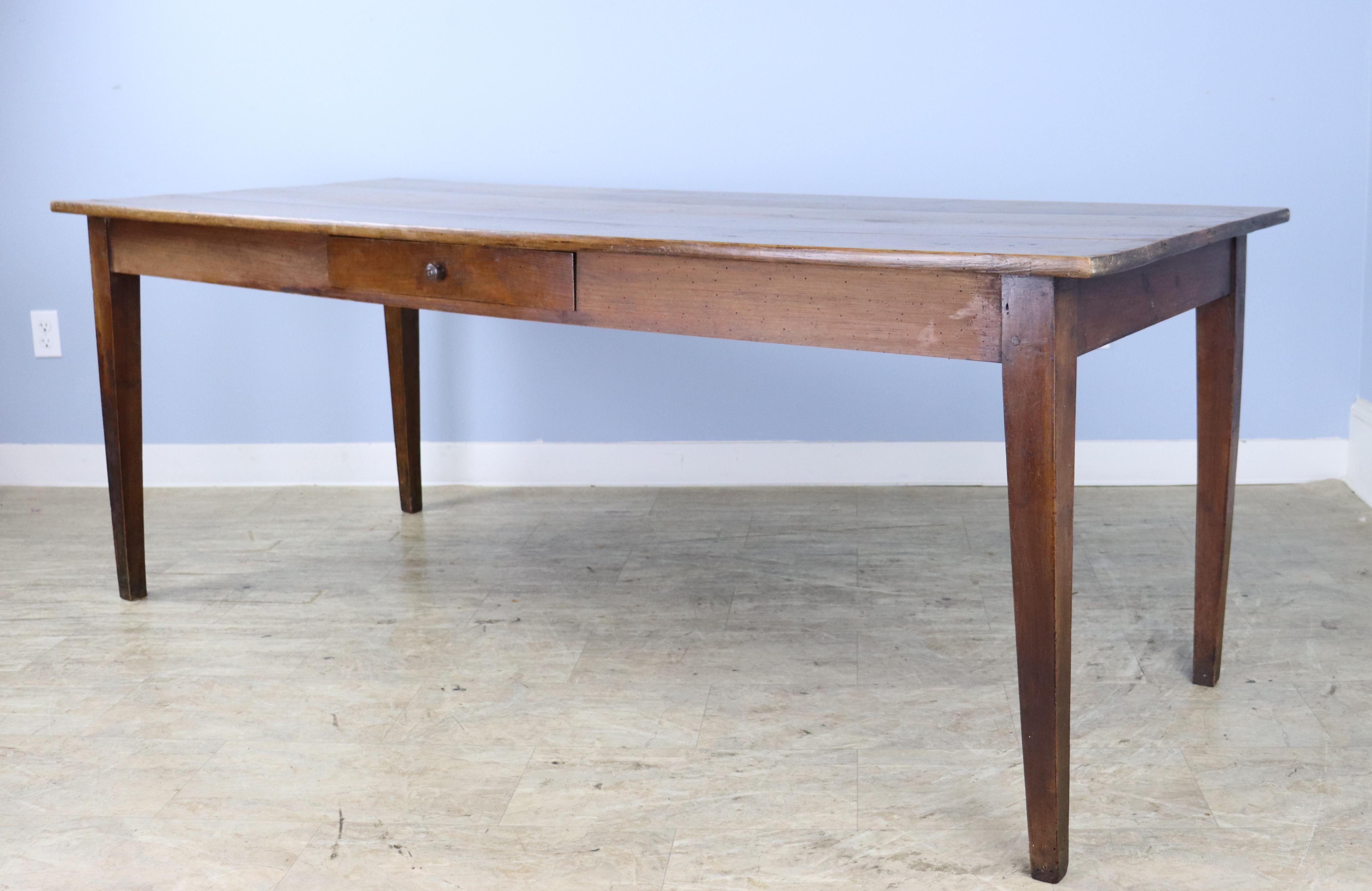 19th Century Antique Pine Farm Table, One Drawer For Sale