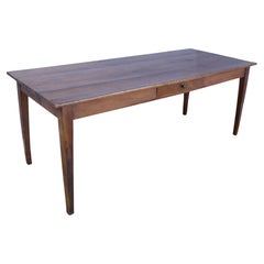 Table de ferme ancienne en pin, un tiroir
