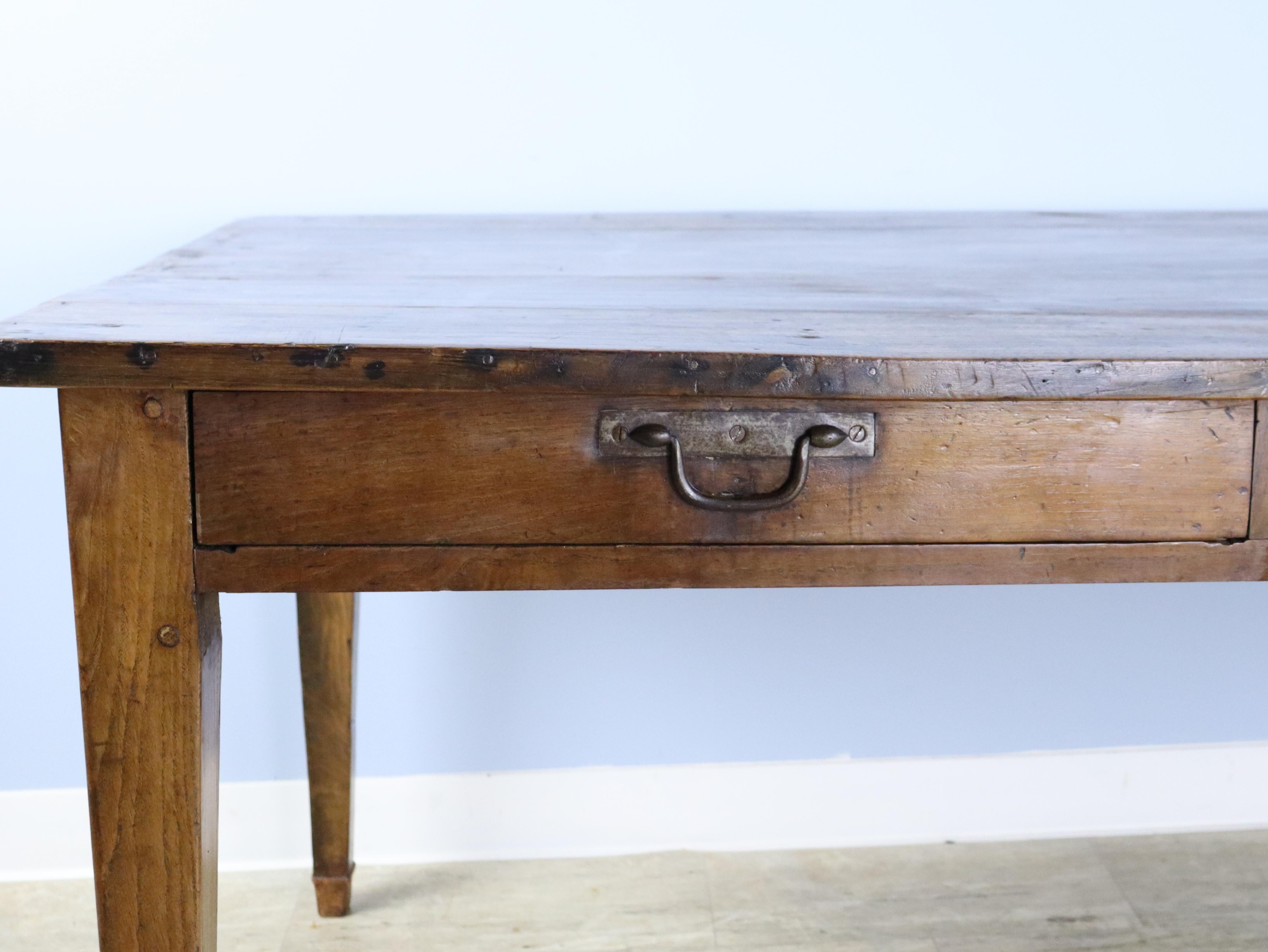 19th Century Antique Pine Farm Table, Three Drawers For Sale