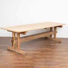 Antique Pine Farm Table Trestle Dining Table, Sweden circa 1880