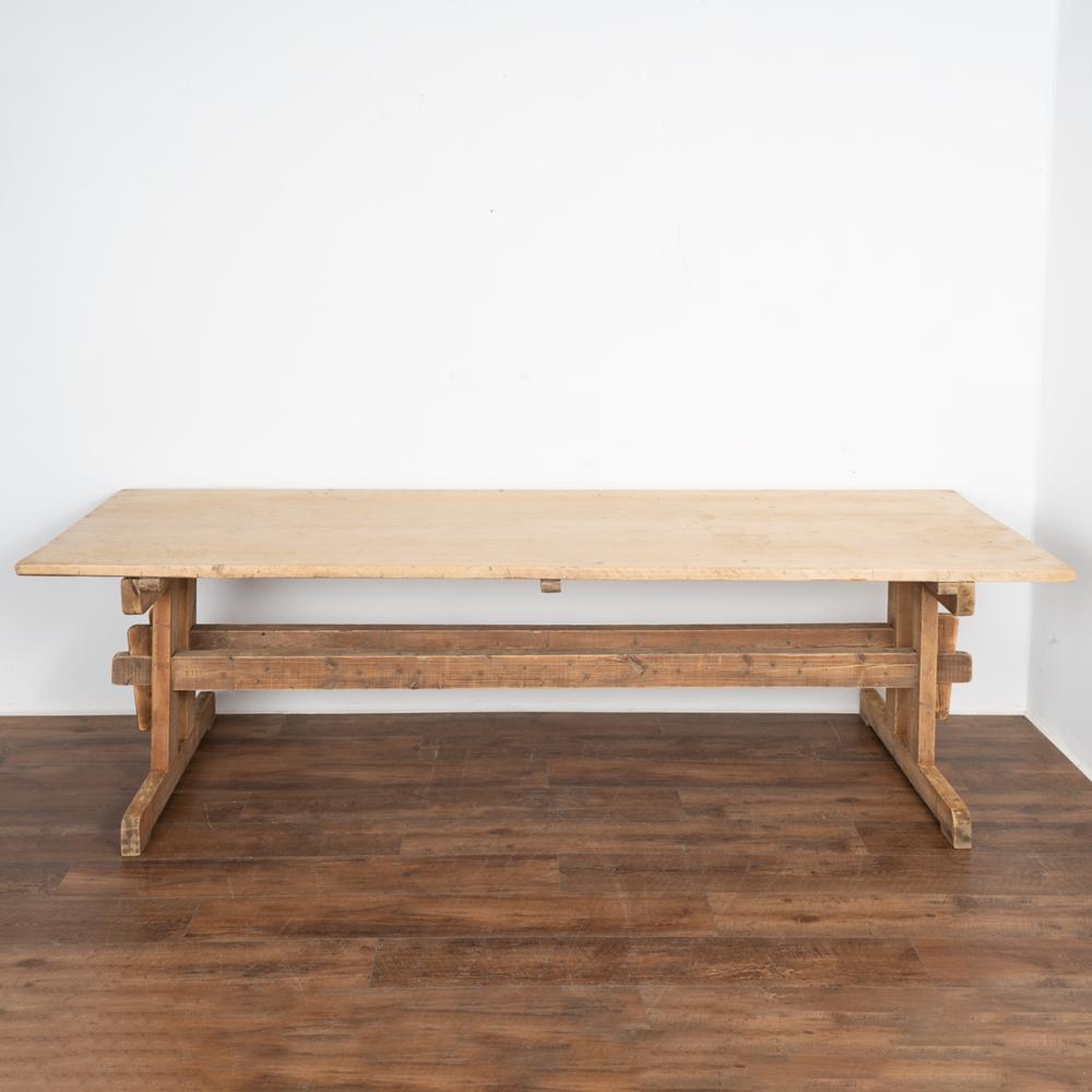 Country Antique Pine Farm Table Trestle Dining Table, Sweden circa 1880