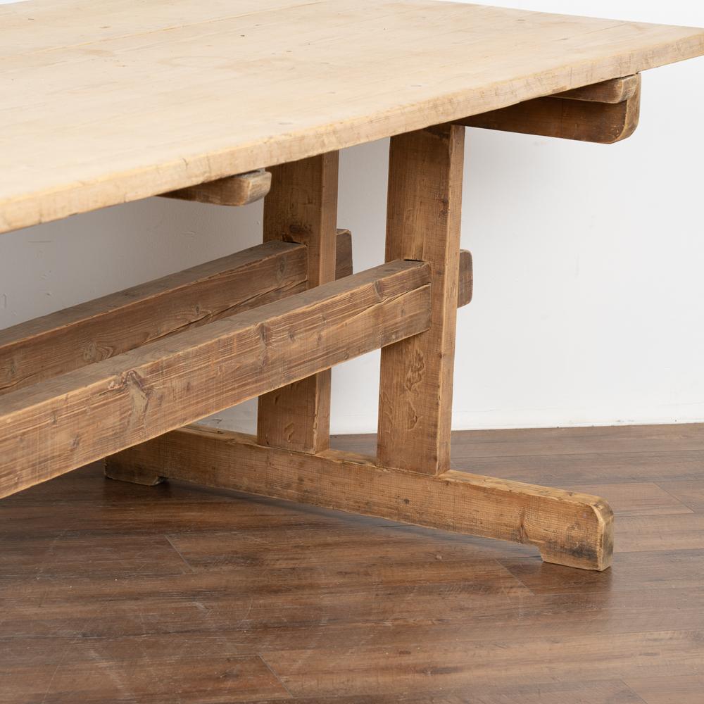 Antique Pine Farm Table Trestle Dining Table, Sweden circa 1880 In Good Condition In Round Top, TX