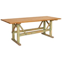 Antique Pine Farm Table Work Table/Console from Sweden