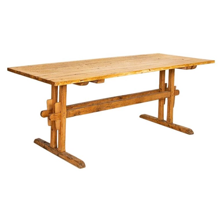 Antique Pine Farm Trestle Dining Table at 1stDibs