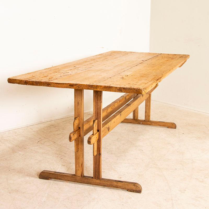 19th Century Antique Pine Farm Trestle Table Dining Table