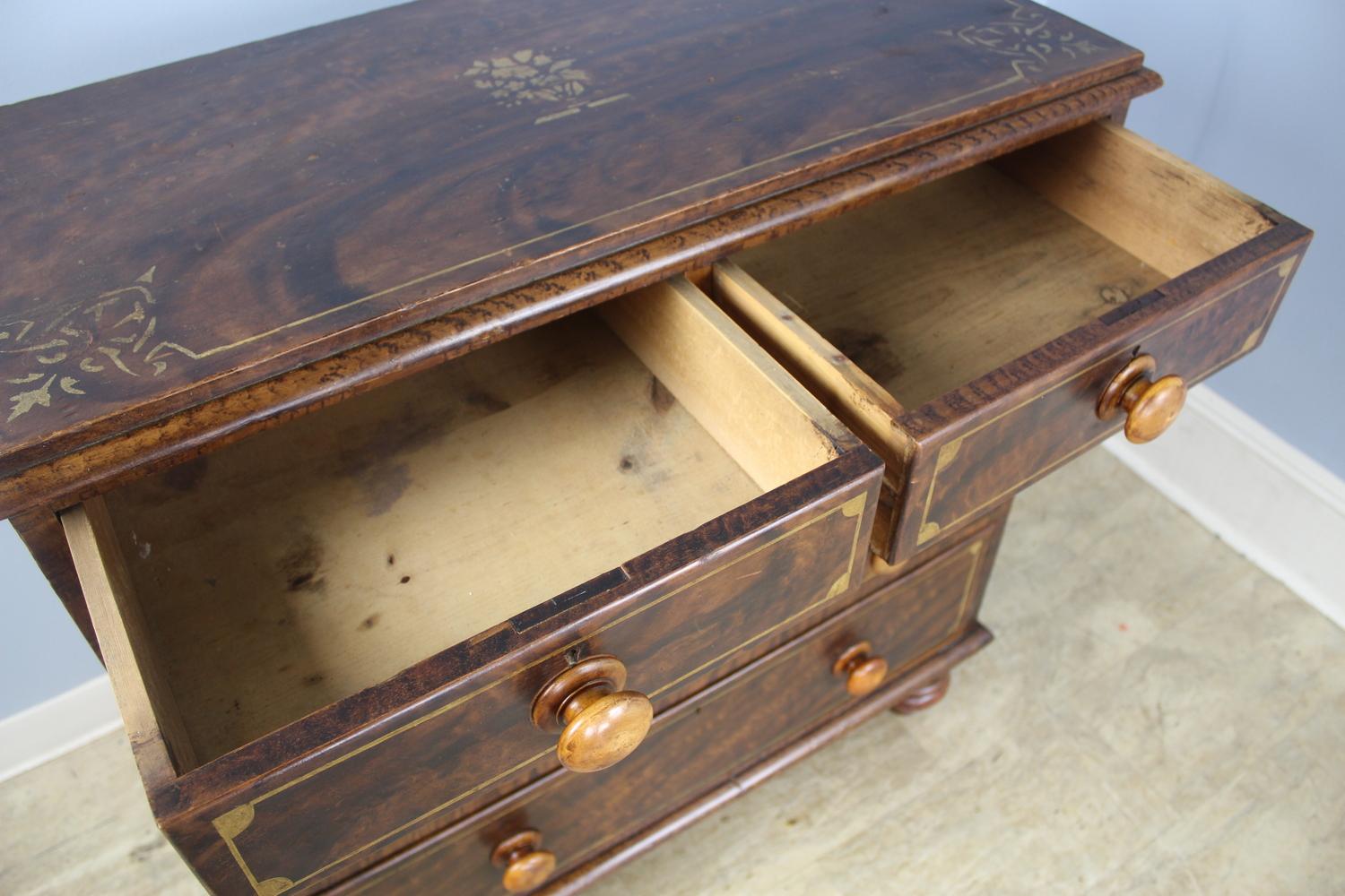 Antique Pine Folk Art Painted Chest of Drawers 7