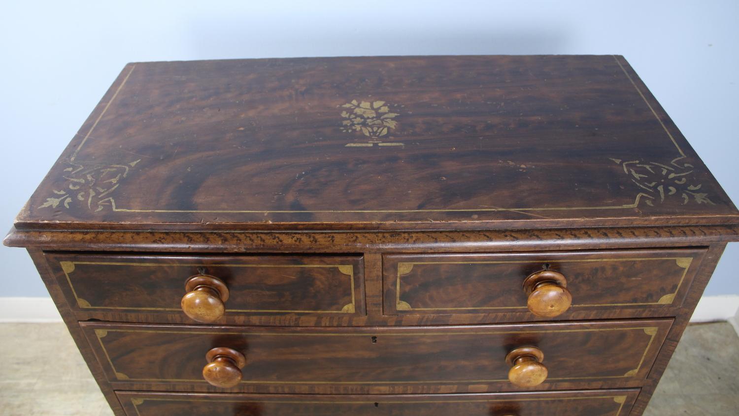 19th Century Antique Pine Folk Art Painted Chest of Drawers For Sale