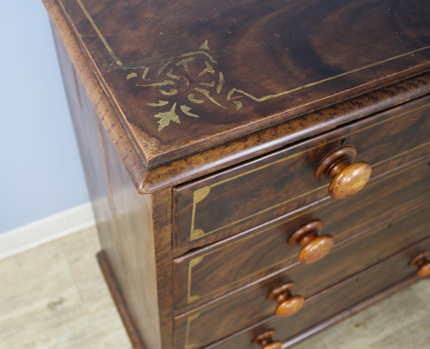 Antique Pine Folk Art Painted Chest of Drawers For Sale 3