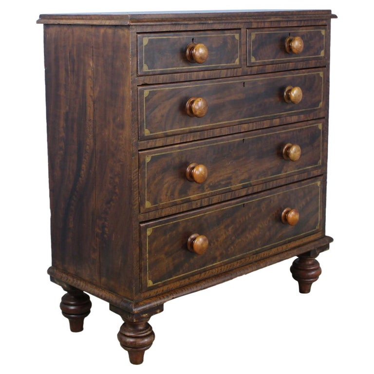 Antique Pine Folk Art Painted Chest of Drawers For Sale at 1stDibs