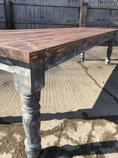 Antique Pine French Farm Table, Vintage, Original Paint, Refectory
