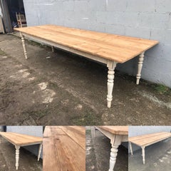 Antique Pine French Farm Table, Vintage, Original Paint, Refectory