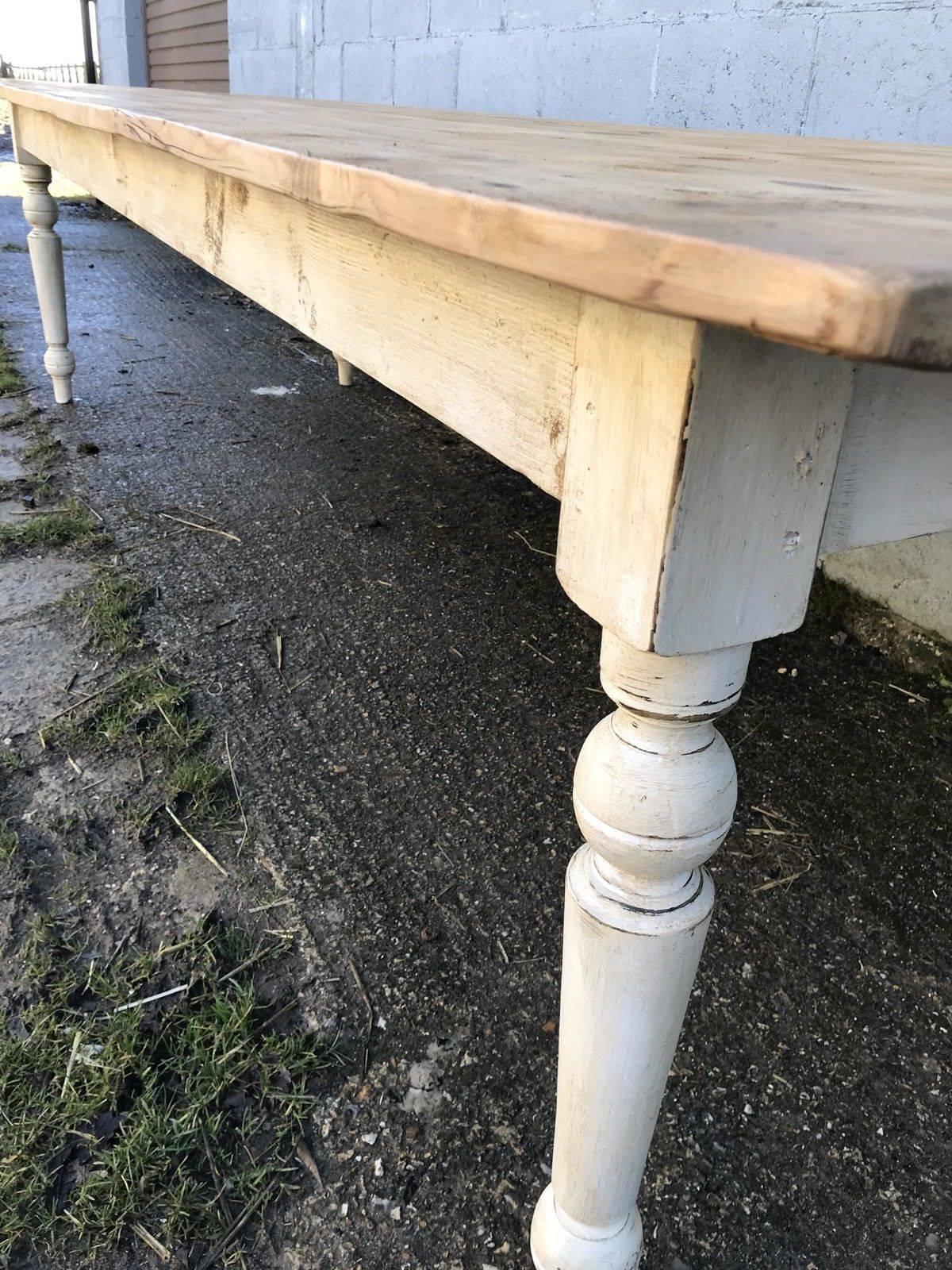 Antique Pine French Farm Table, Vintage, Original Paint, Refectory For Sale 2