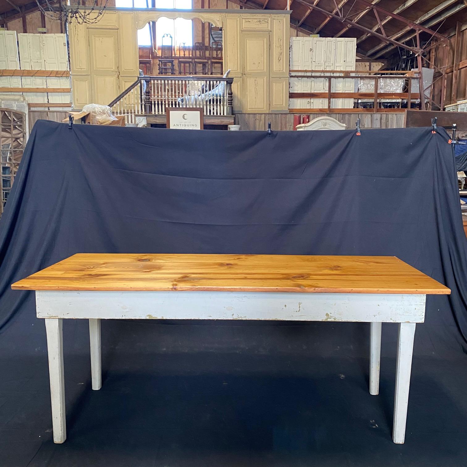 Antique Pine Grange Hall Farm Table from Maine For Sale 3