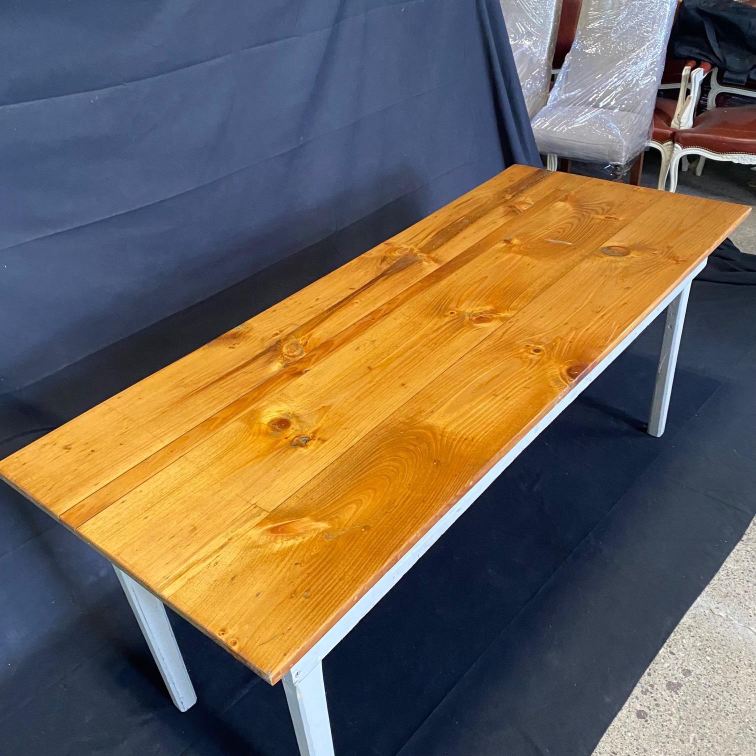 American Antique Pine Grange Hall Farm Table from Maine For Sale