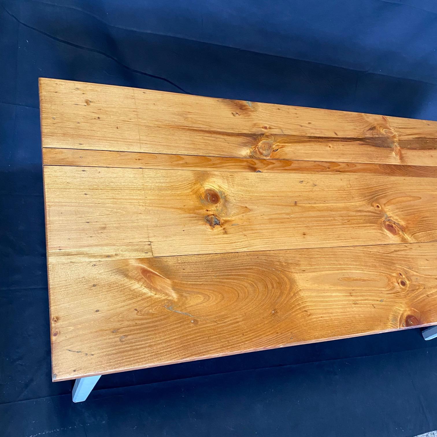 Antique Pine Grange Hall Farm Table from Maine In Good Condition For Sale In Hopewell, NJ