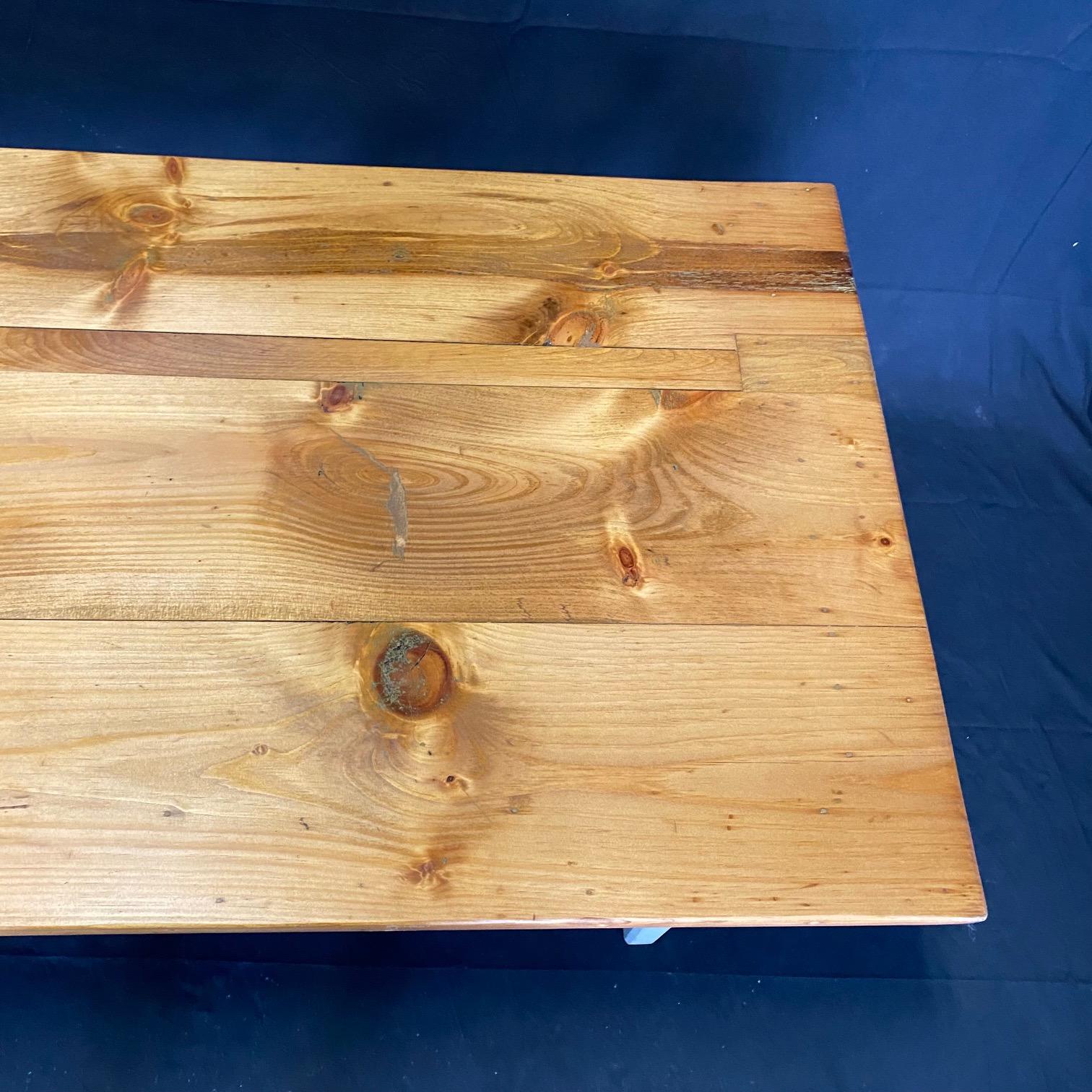 19th Century Antique Pine Grange Hall Farm Table from Maine For Sale