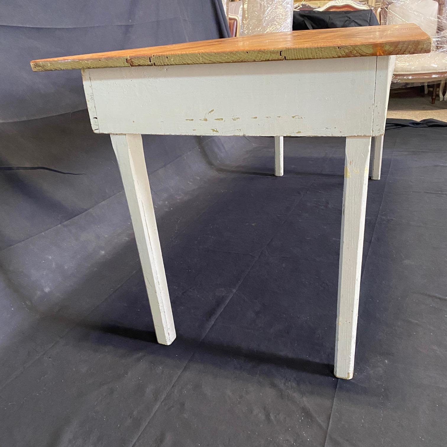 Antique Pine Grange Hall Farm Table from Maine For Sale 1