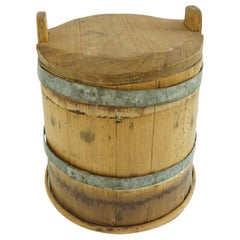 Antique Pine Handmade Lidded Wooden Vessel, Scotland 1870 1942A