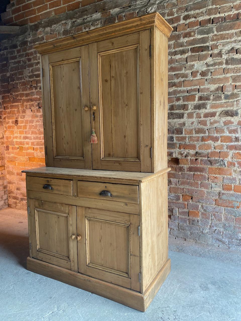 English Antique Pine Housekeepers Cupboard 19th Century Victorian Circa 1890