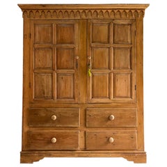 Antique Pine Housekeepers Cupboard 19th Century Victorian, circa 1890
