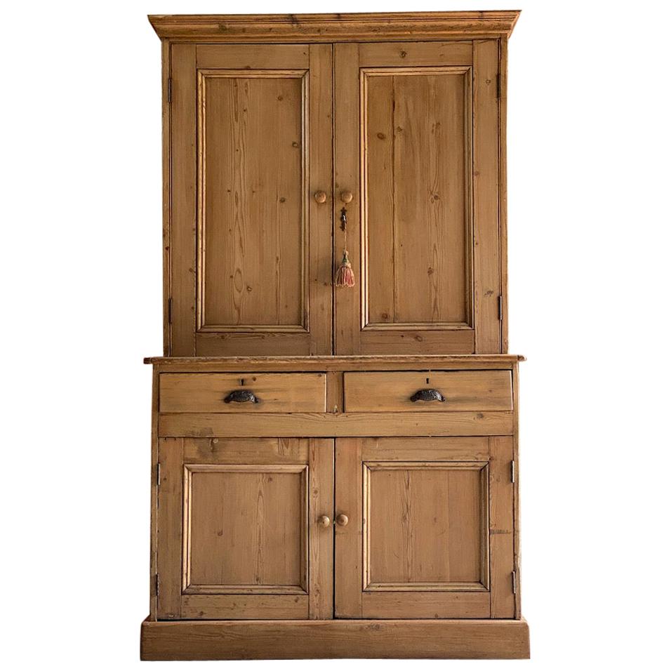 Antique Pine Housekeepers Cupboard 19th Century Victorian Circa 1890