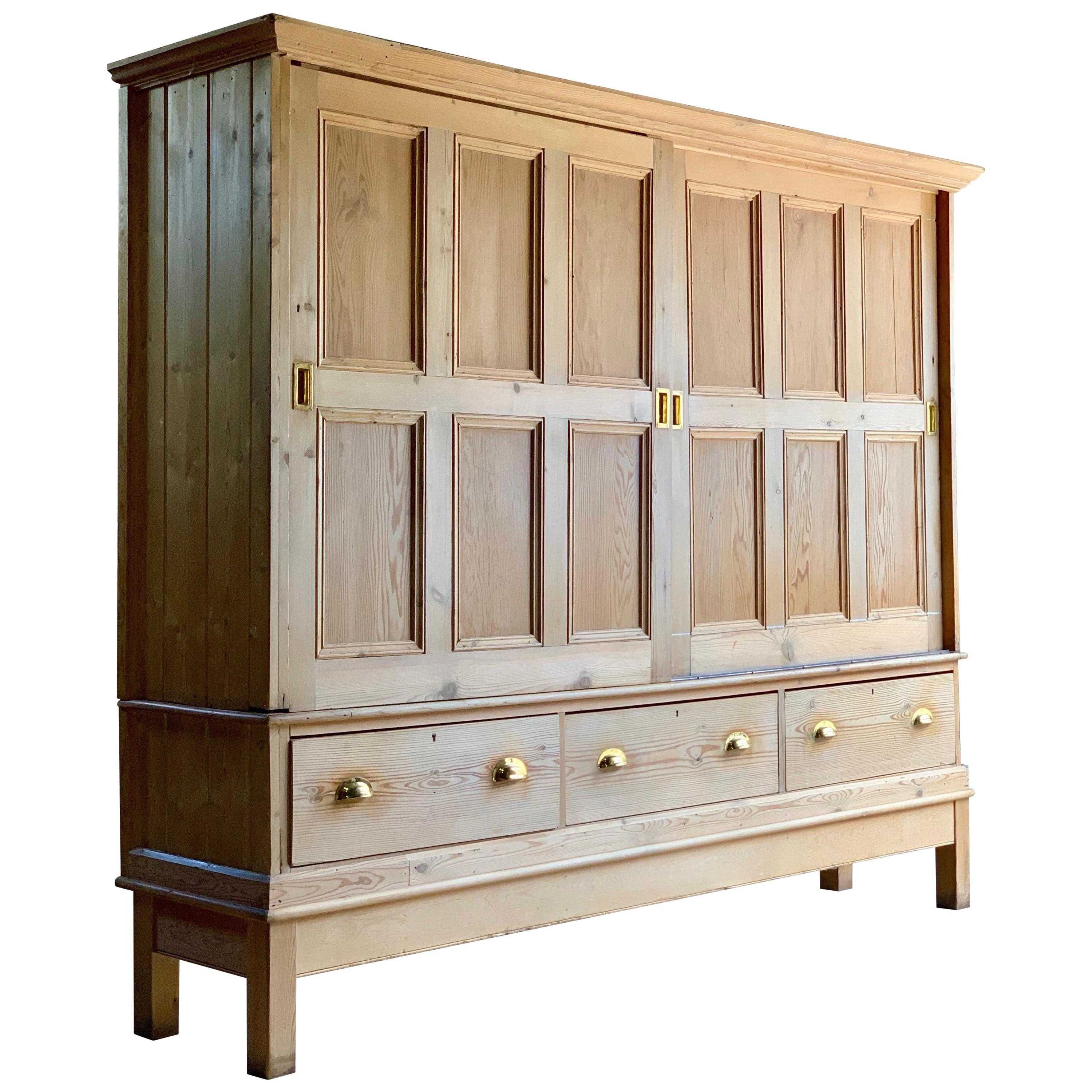 Antique Pine Housekeepers Cupboard or Press Cupboard 19th Century Circa