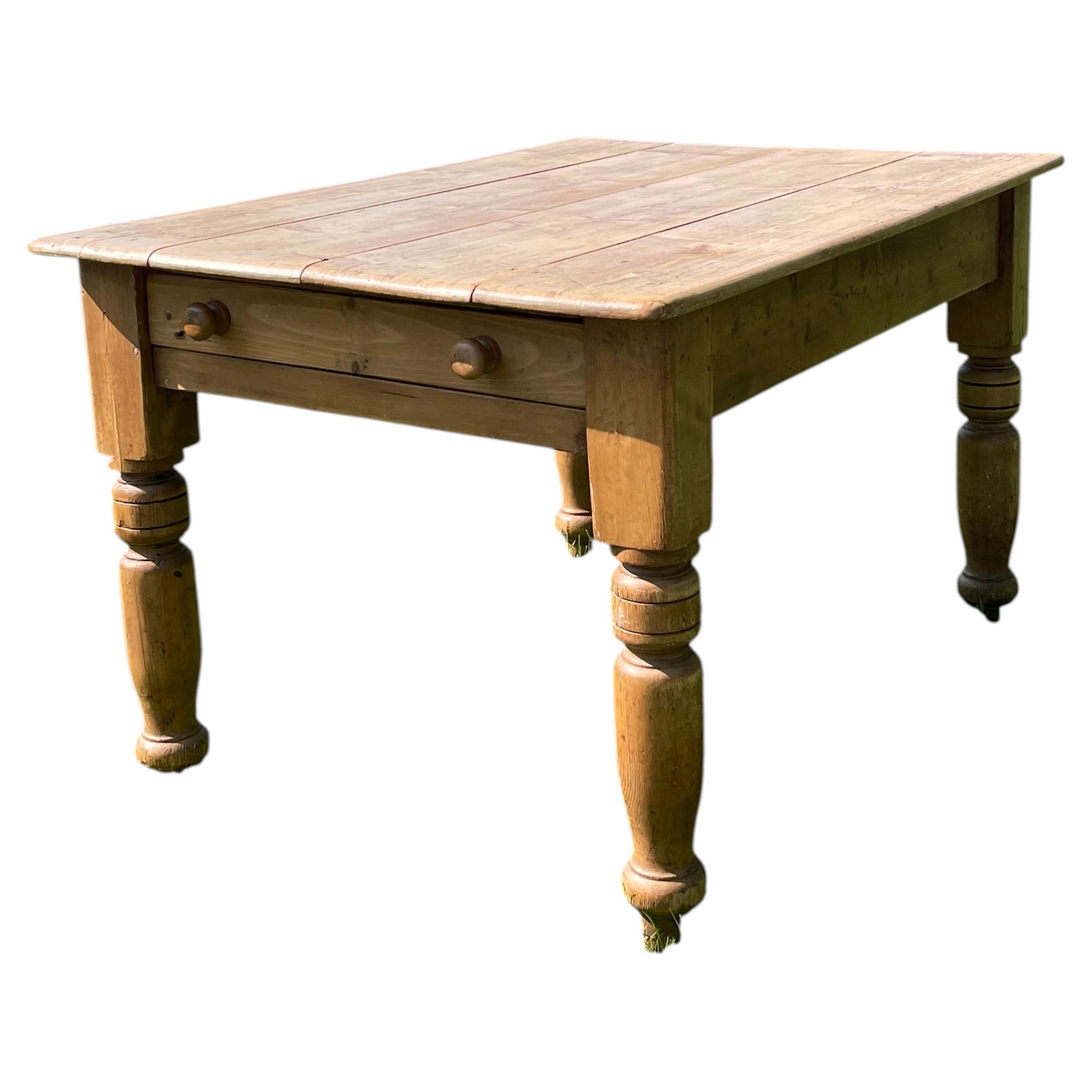Antique Pine Kitchen Farm House Table