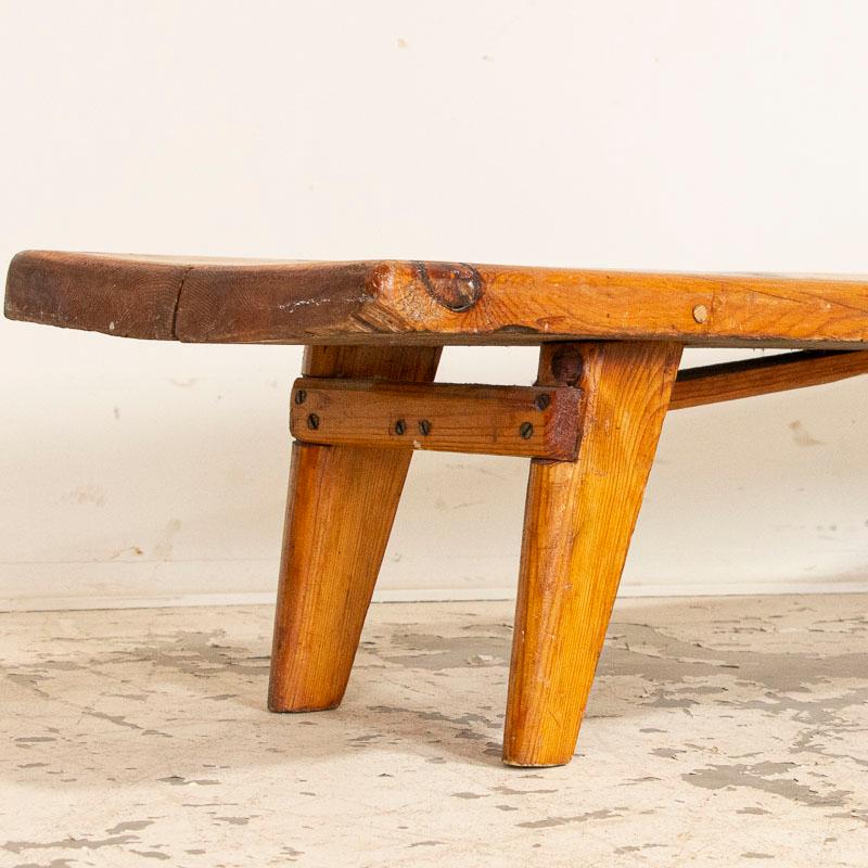 Antique Pine Low Bench, Sweden In Good Condition In Round Top, TX