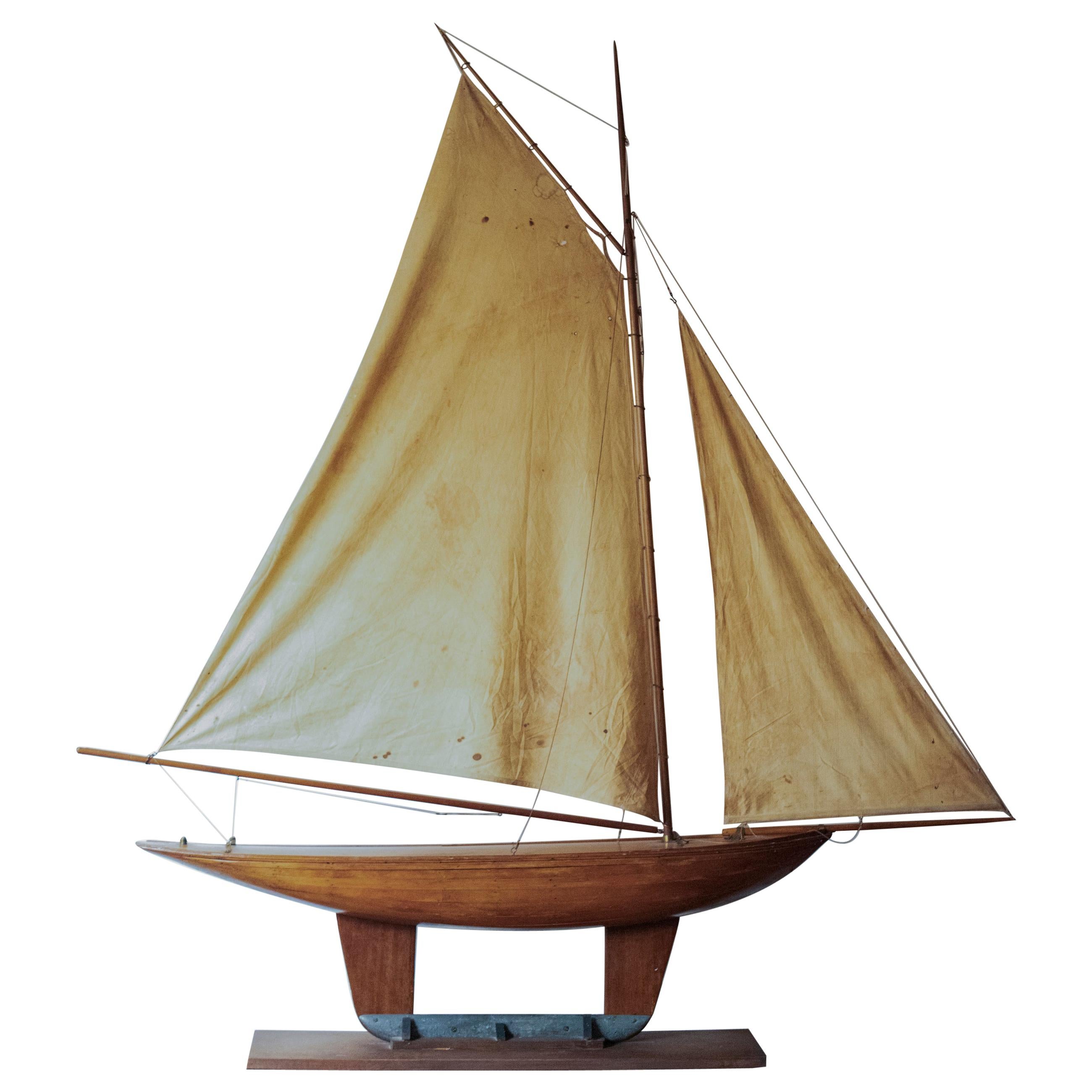 Antique Pine Model of a Pond Boat