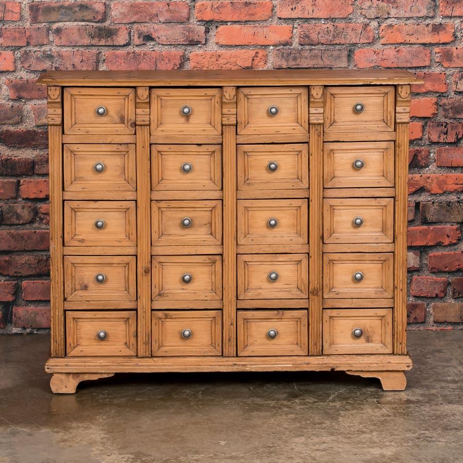 Danish Antique Pine Multi-Drawer Apothecary Cabinet