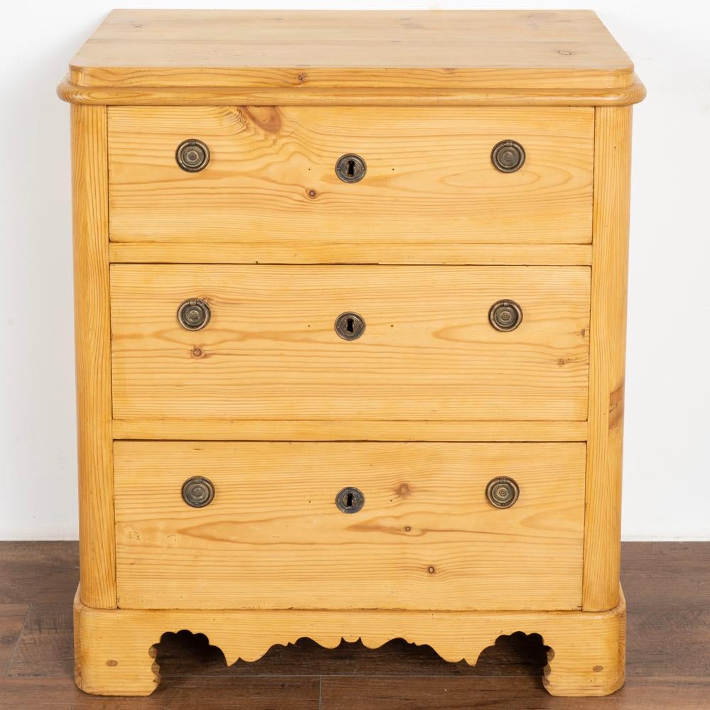 Country Antique Pine Nightstand Small Chest of Drawers, Denmark circa 1860-80