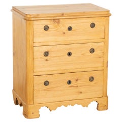 Antique Pine Nightstand Small Chest of Drawers, Denmark circa 1860-80
