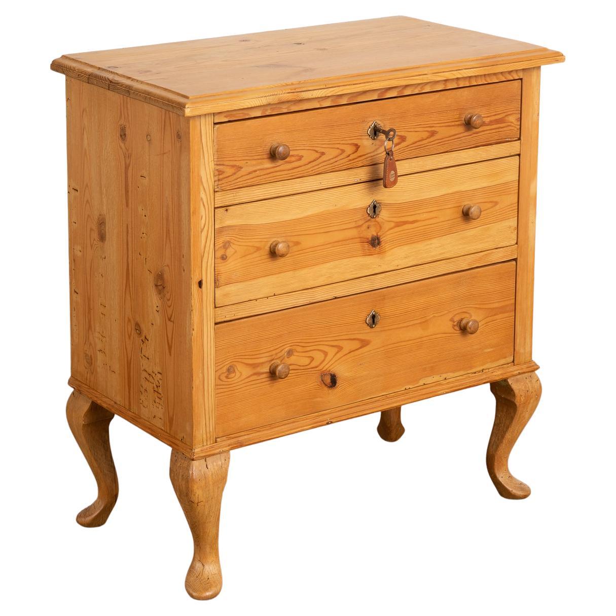 Antique Pine Nightstand Small Chest of Drawers, Denmark, circa 1940