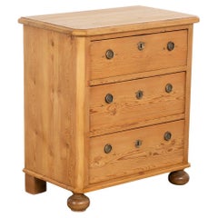 Antique Pine Nightstand Small Chest of Three Drawers, Denmark, circa 1880