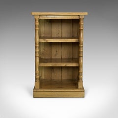 Antique Pine Open Bookcase, Narrow, English, Victorian, Bookshelf, circa 1900