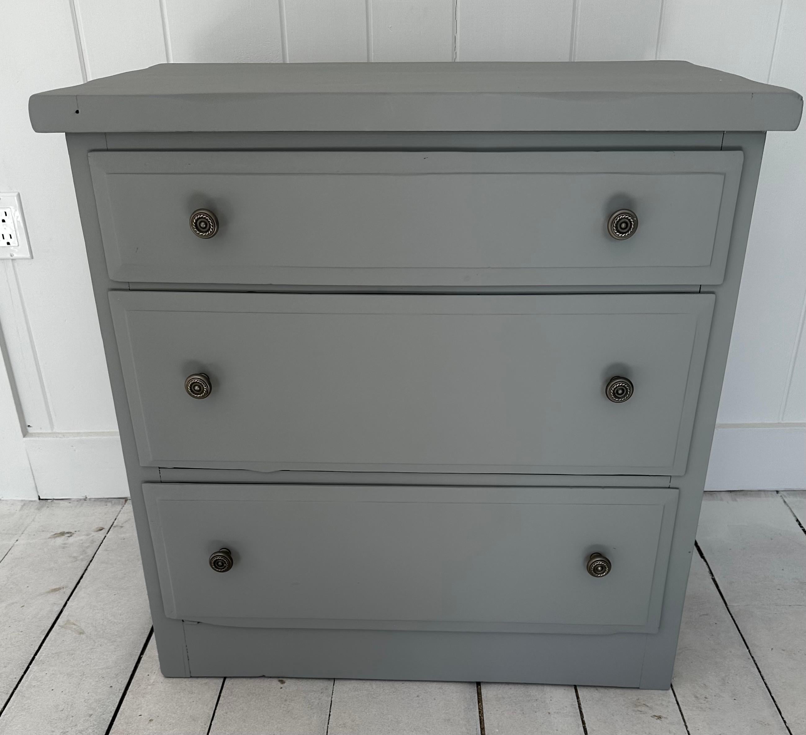 Antique Pine Painted Tall Chest of Drawers For Sale 1