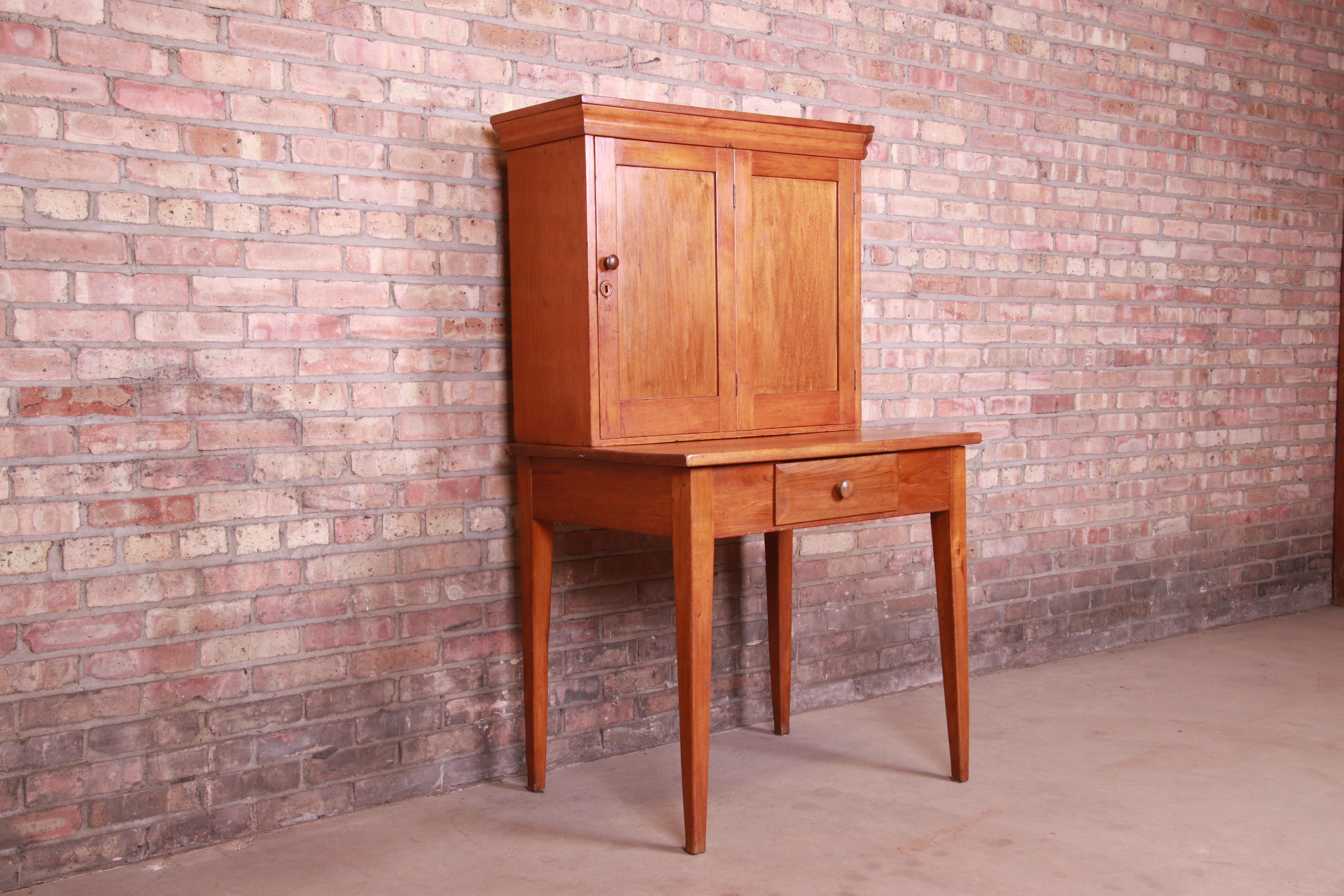 American Colonial Antique Pine Postmaster Desk with Fitted Interior, Circa 1840s