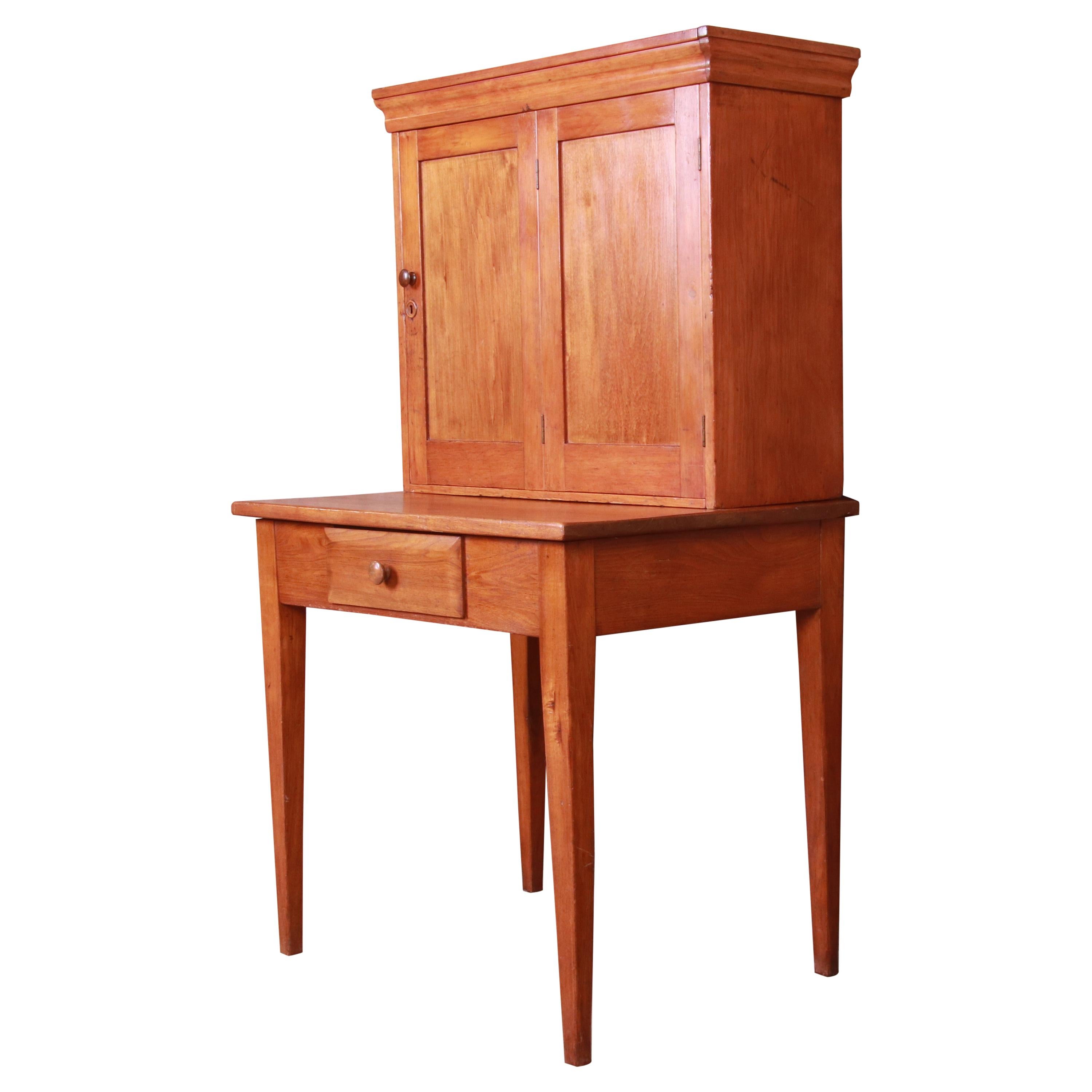 Antique Pine Postmaster Desk with Fitted Interior, Circa 1840s