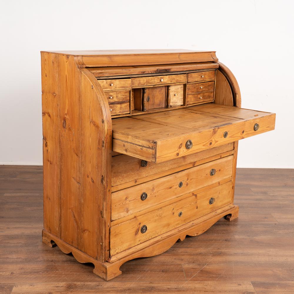 19th Century Antique Pine Roll Top Desk Bureau from Sweden circa 1840 For Sale